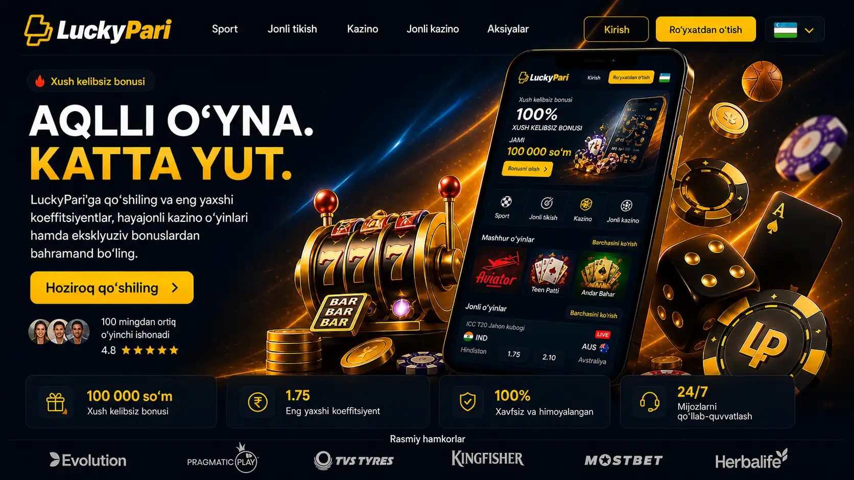 Luckypari O'zbekistonda Onlayn Kazino Va Sport Tikish